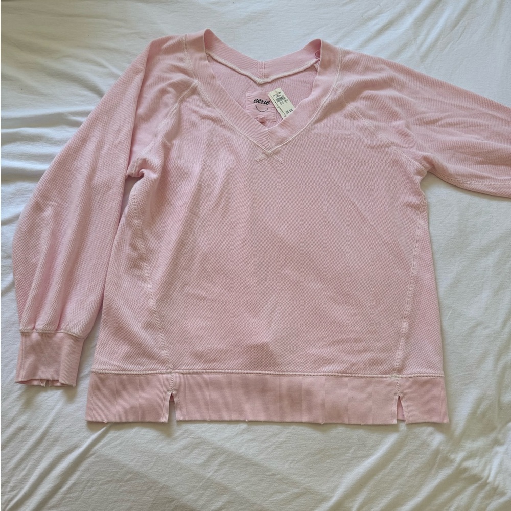 Aerie Pink V-Neck Sweater